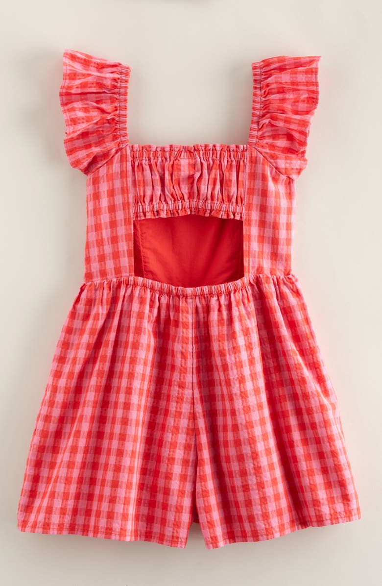 Nordstrom Kids' Gingham Flutter Romper, Alternate, color, Red Lollipop- Pink Gingham