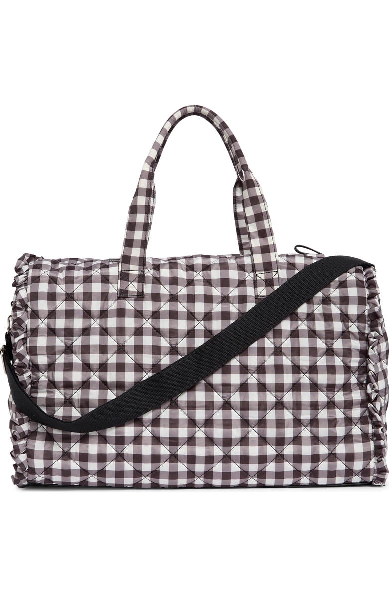 Madden Girl Quilted Duffle Bag, Alternate, color, Black/ White Gingham