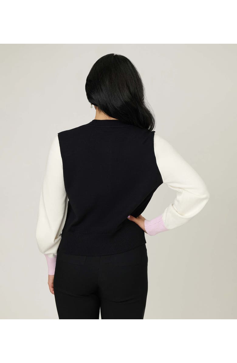 Unique Vintage 1950s Cropped Cardigan, Alternate, color, Black & White Cat Print