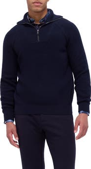 Bugatchi Half Zip Wool Blend Pullover Sweater