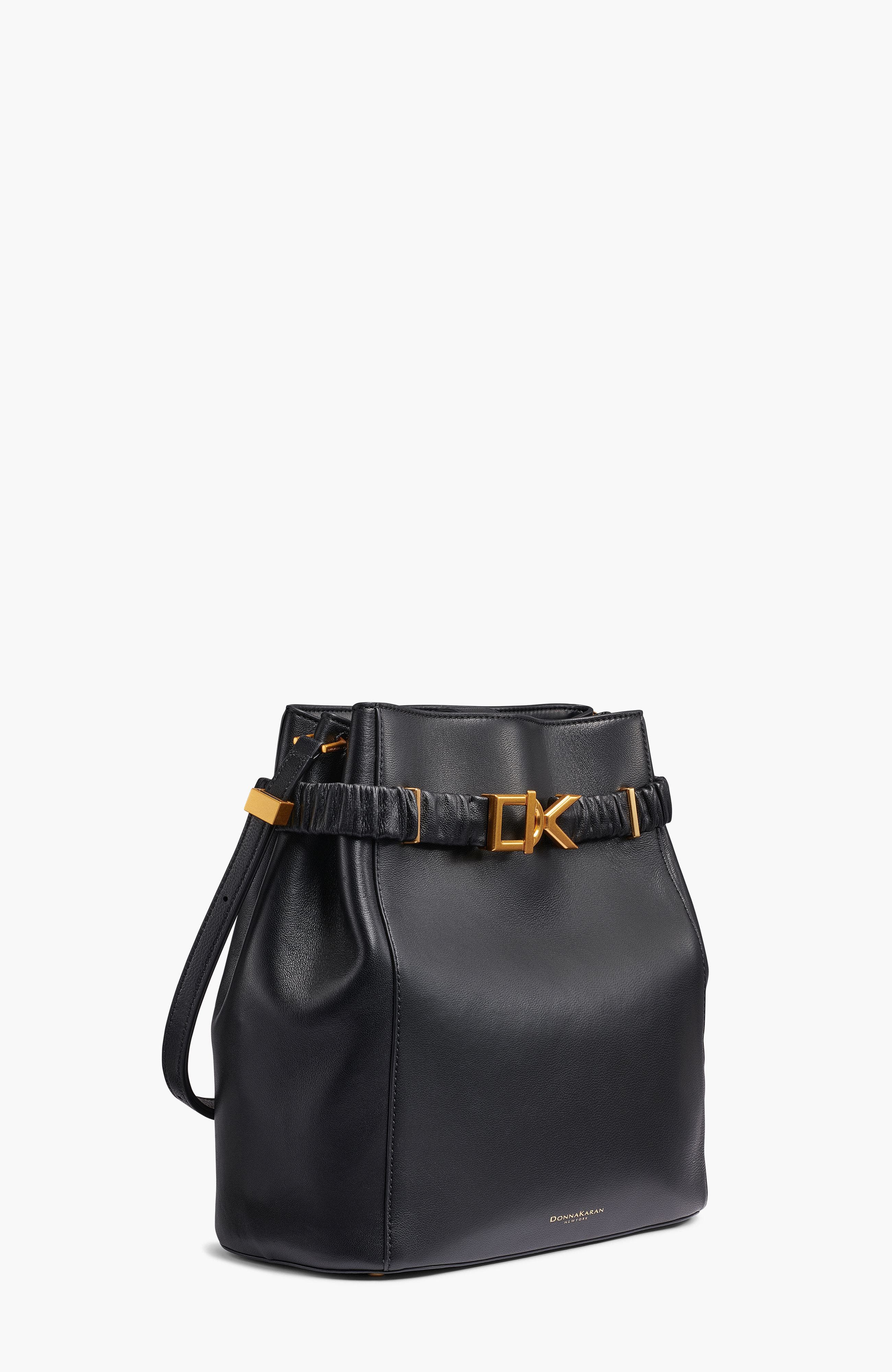 Gingham Bucket Bag, Alternate, color, Black/Gold