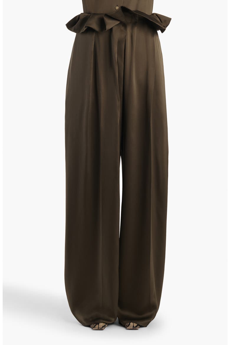 Kira Pleated Silk Pants, Main, color, DARK OLIVE