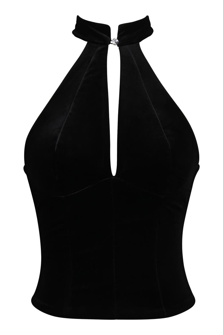 Zia Velvet Halter Top, Alternate, color, BLACK