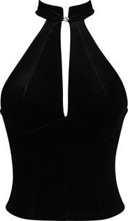 HOUSE OF CB Zia Velvet Halter Top