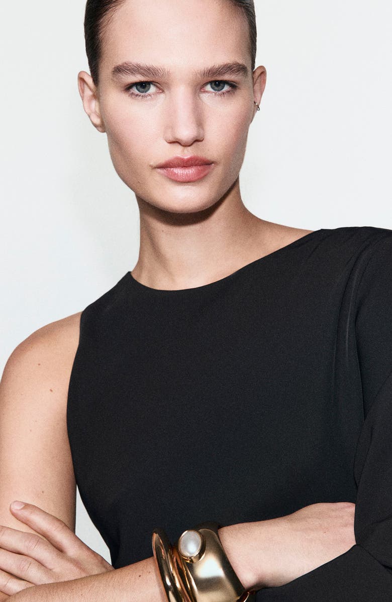 MANGO Asymmetrical Sleeve Dress, Alternate, color, 