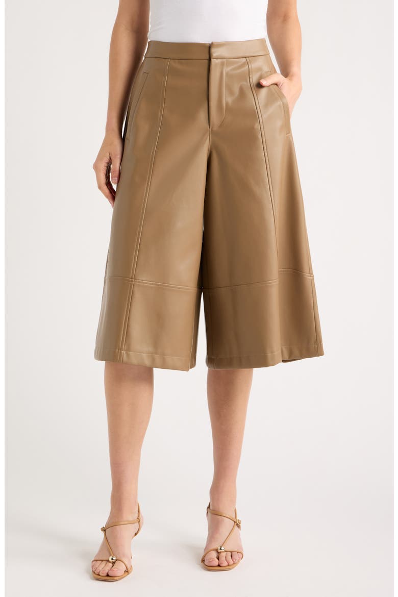 Faux Leather Seamed Culottes, Main, color, TIGERS EYE