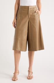 Bernardo Faux Leather Seamed Culottes