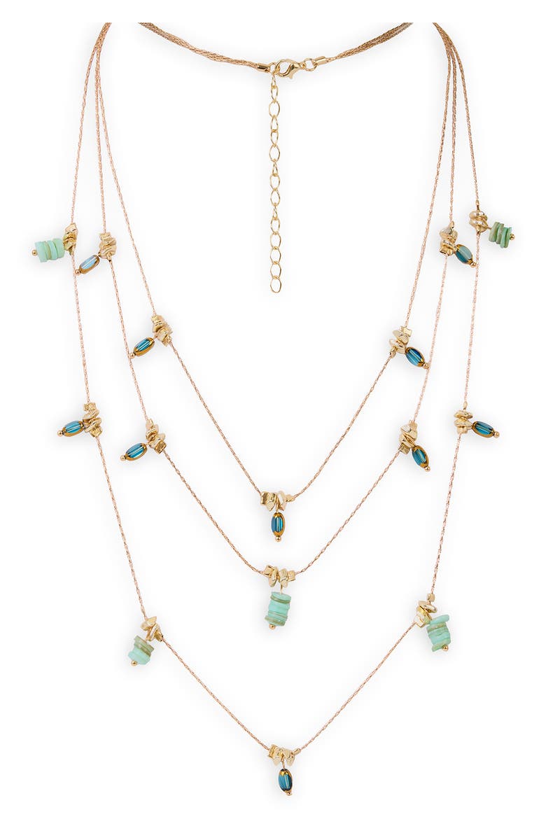Colorful Bead Charm Layered Necklace, Main, color, TURQUOISE