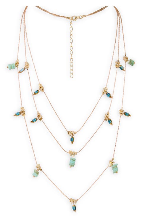 Colorful Bead Charm Layered Necklace