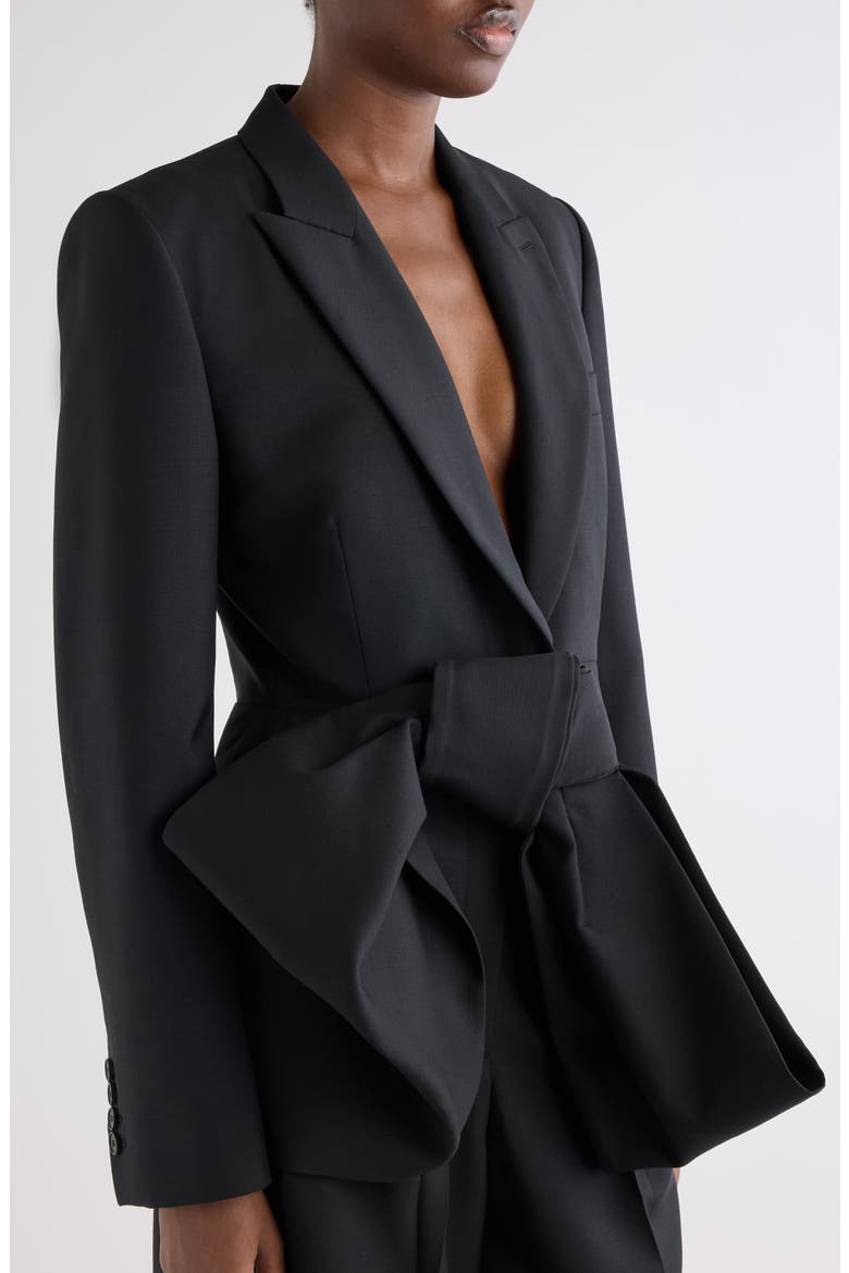 Bow Front Wool & Mohair Blazer, Alternate, color, BLACK