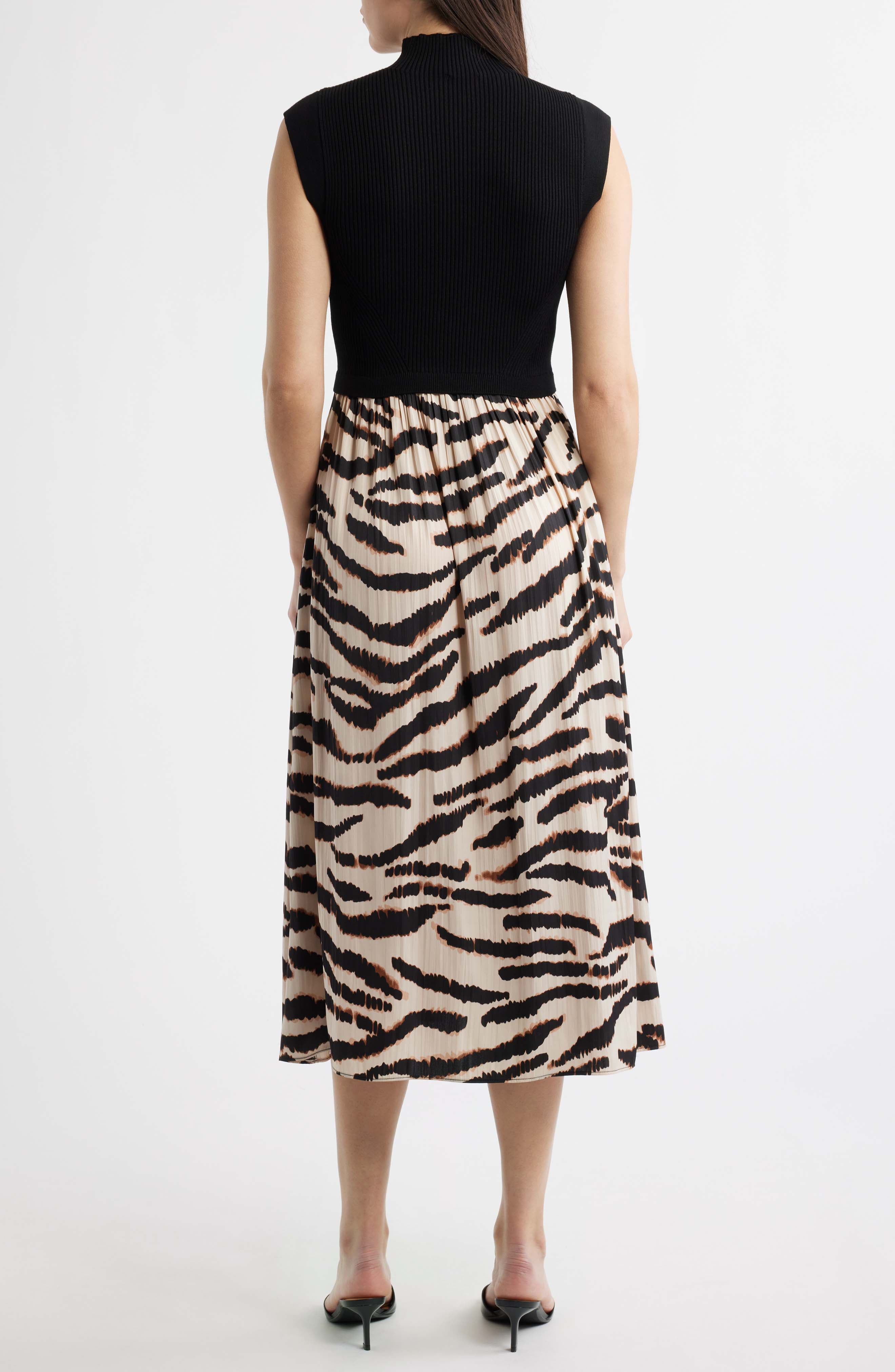Mock Neck Cap Sleeve Midi Dress - image 2