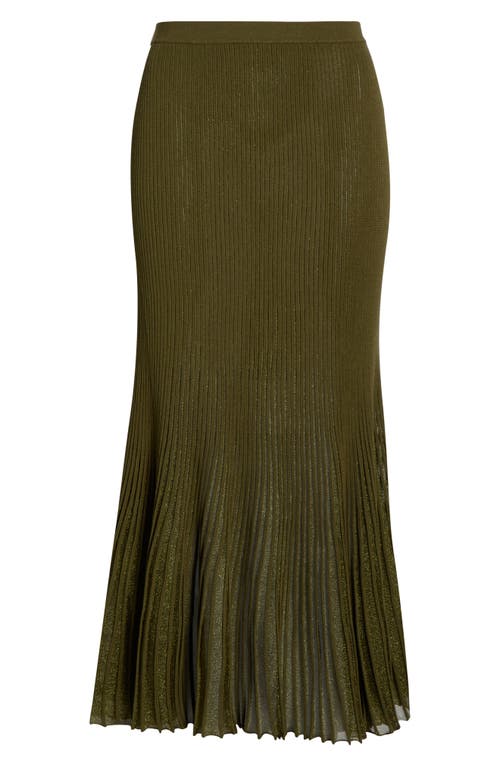 Ulla Johnson Vera Metallic Pleated Midi Skirt In Green