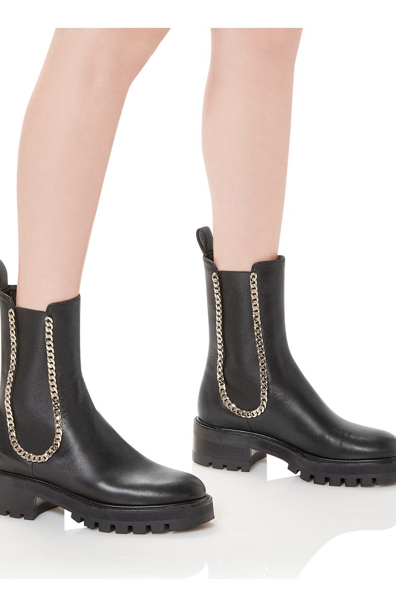 Aquazzura Mason Chain Chelsea Boot, Alternate, color, Black