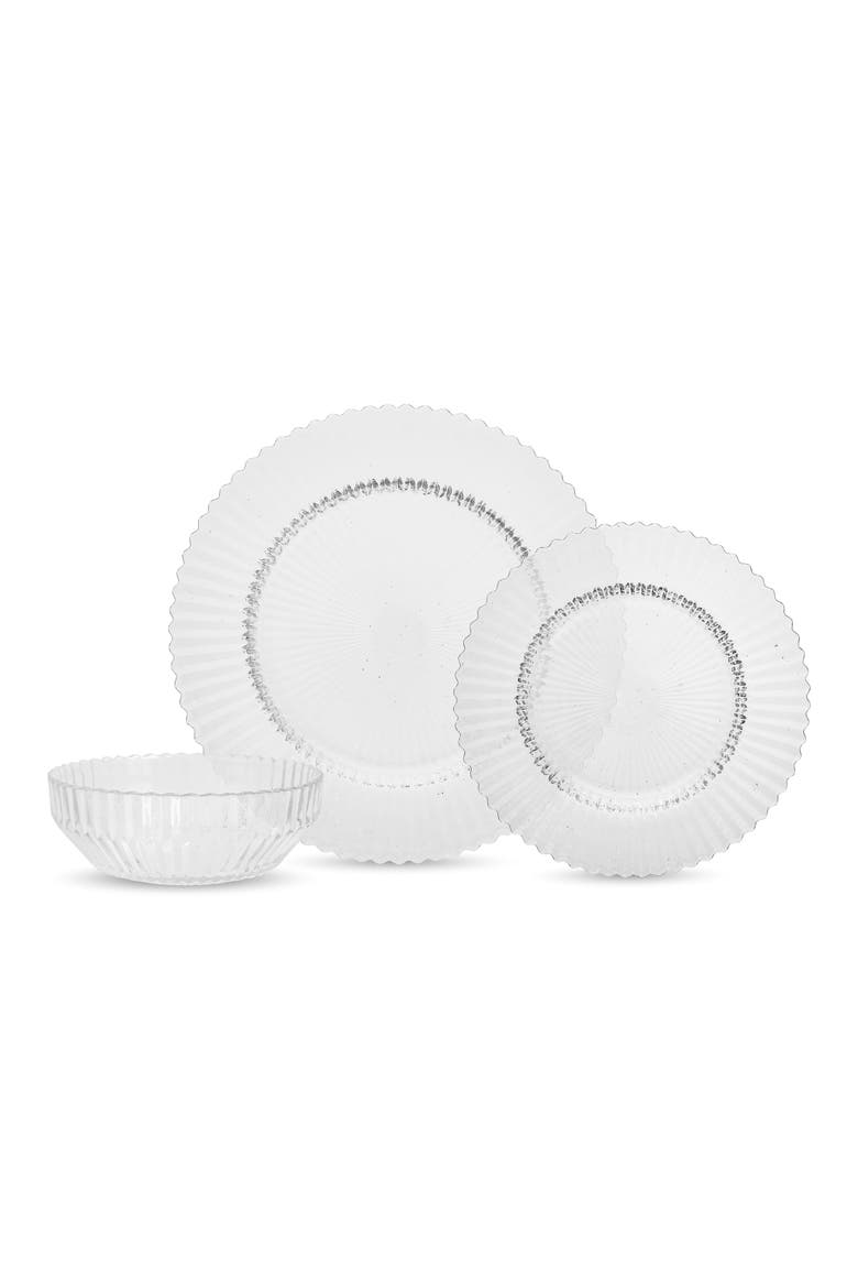 Archie 12-Piece Clear Dinnerware Set, Main, color, CLEAR