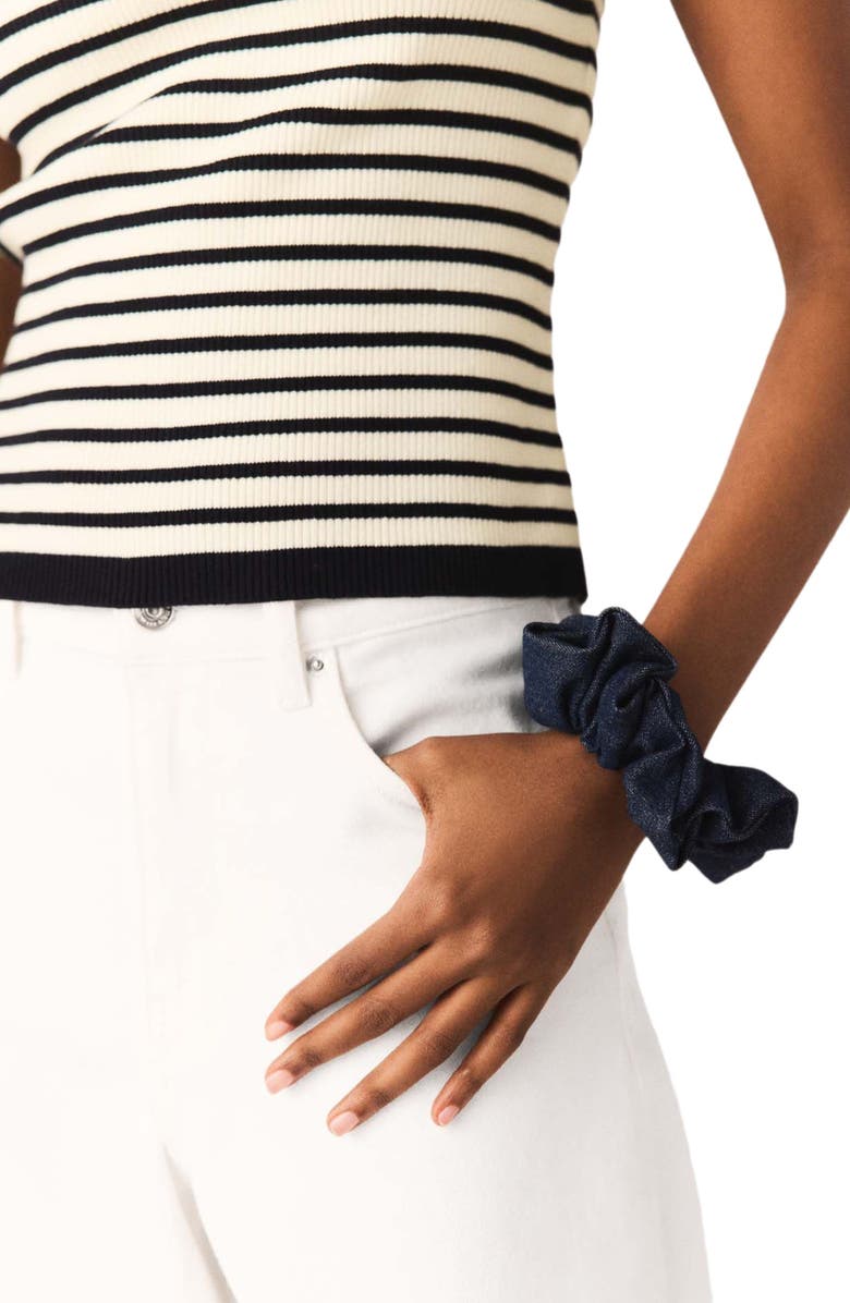 maje Denim scrunchie, Alternate, color, Navy