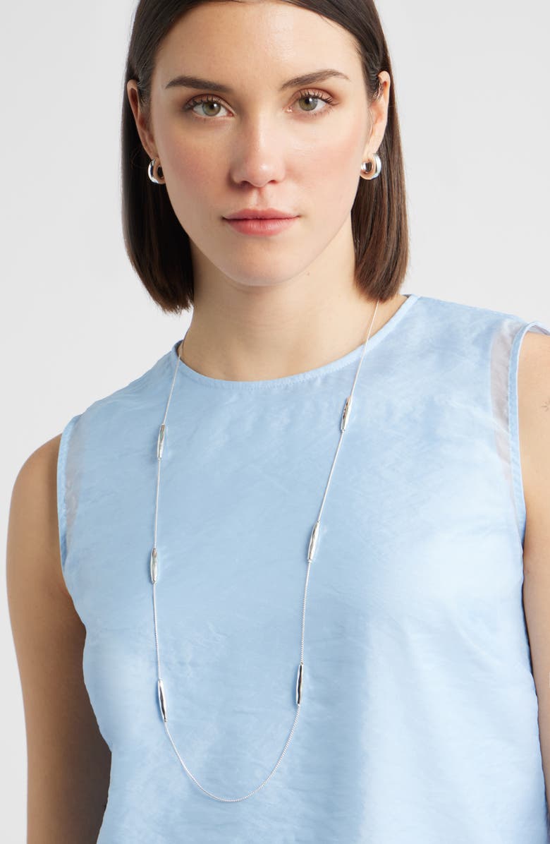 Nordstrom Molten Bead Station Necklace, Alternate, color, Silver