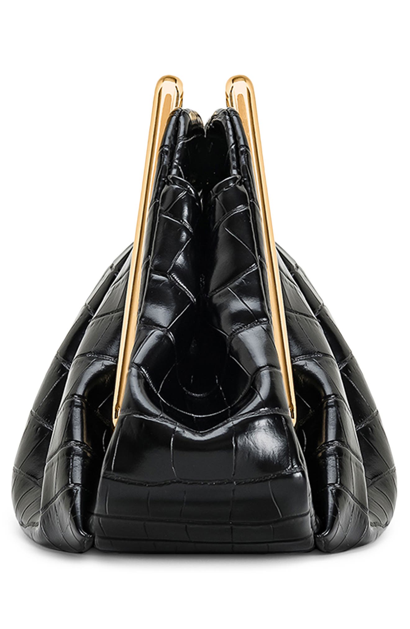 JW PEI Lila Croc Embossed Faux Leather Clutch, Alternate, color, Black