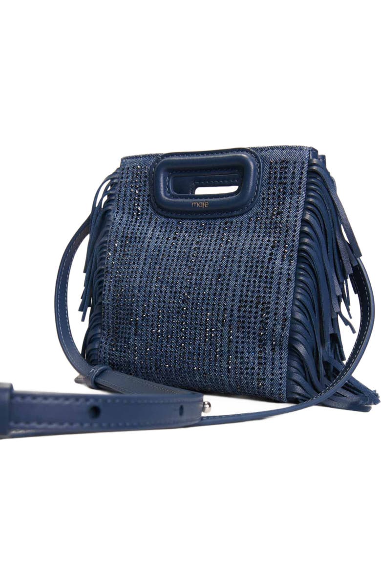 maje Rhinestone denim M Mini bag, Alternate, color,