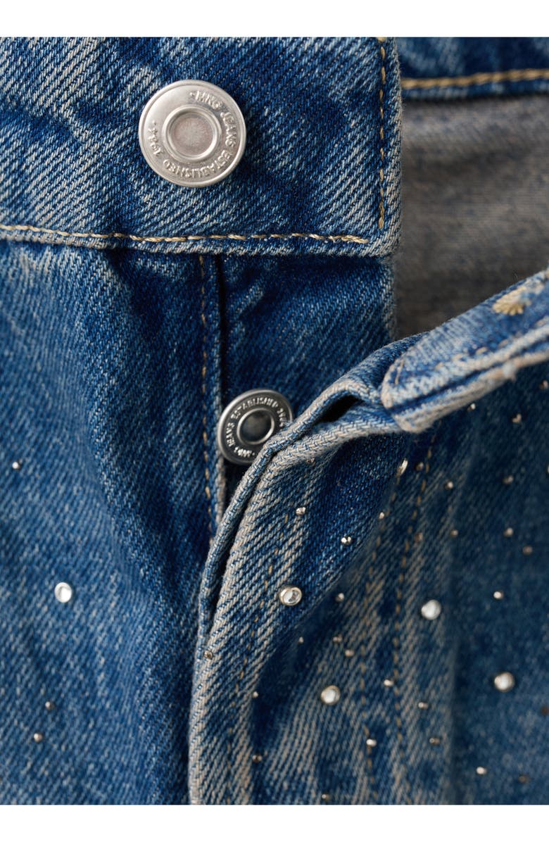 MANGO Rhinestone Wide Leg Jeans, Alternate, color, Medium Blue