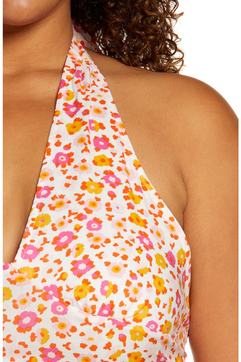 Print V-Neck Halter Top, Alternate, color, WHITE SALLY RETRO FLORAL