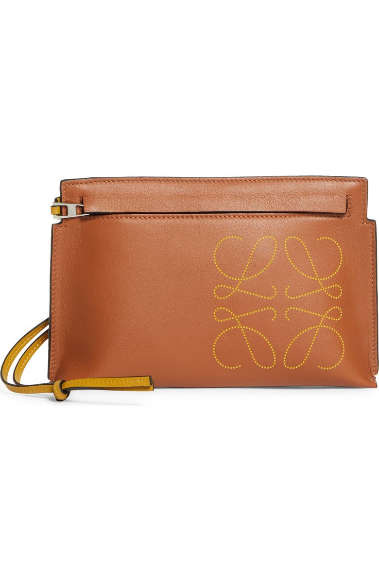 Loewe T Anagram Logo Leather Pouch, Main, color,