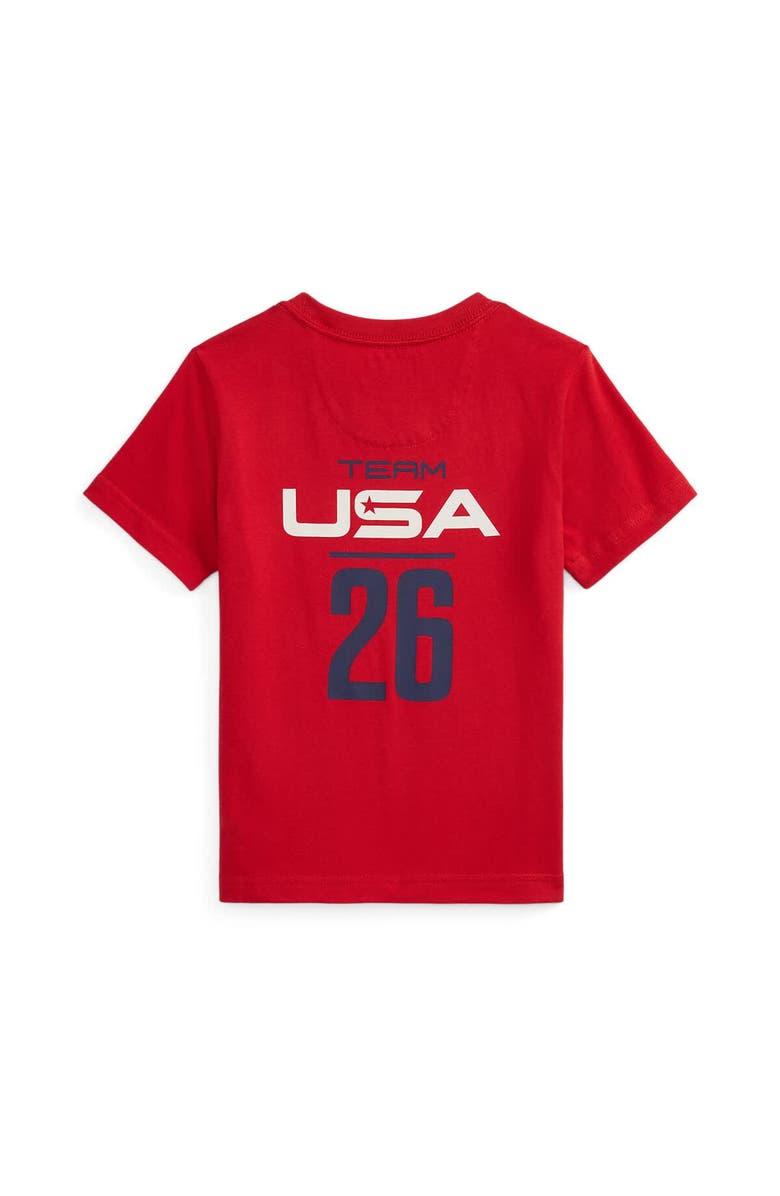 Polo Ralph Lauren Preschool Polo Ralph Lauren Team USA Cotton Graphic Tee, Alternate, color, Red