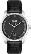 BOSS Principle Leather Strap Watch, 44mm