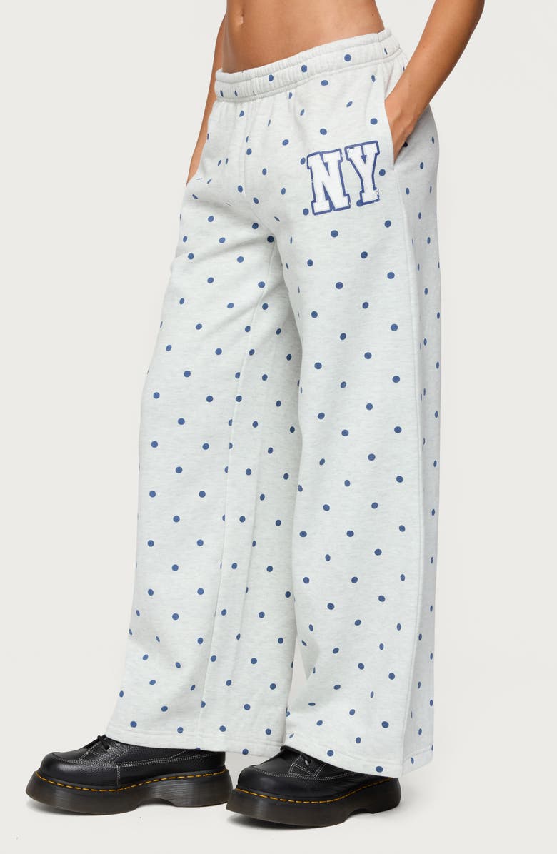 EDIKTED NY Babe Polka Dot Sweatpants, Alternate, color, Gray-Melange