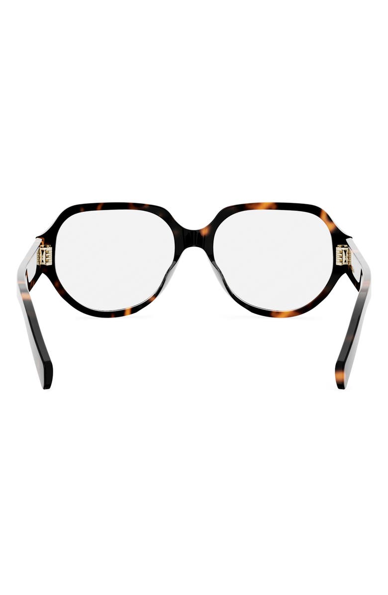 CELINE Triomphe 56mm Geometric Eyeglasses, Alternate, color, Dark Havana