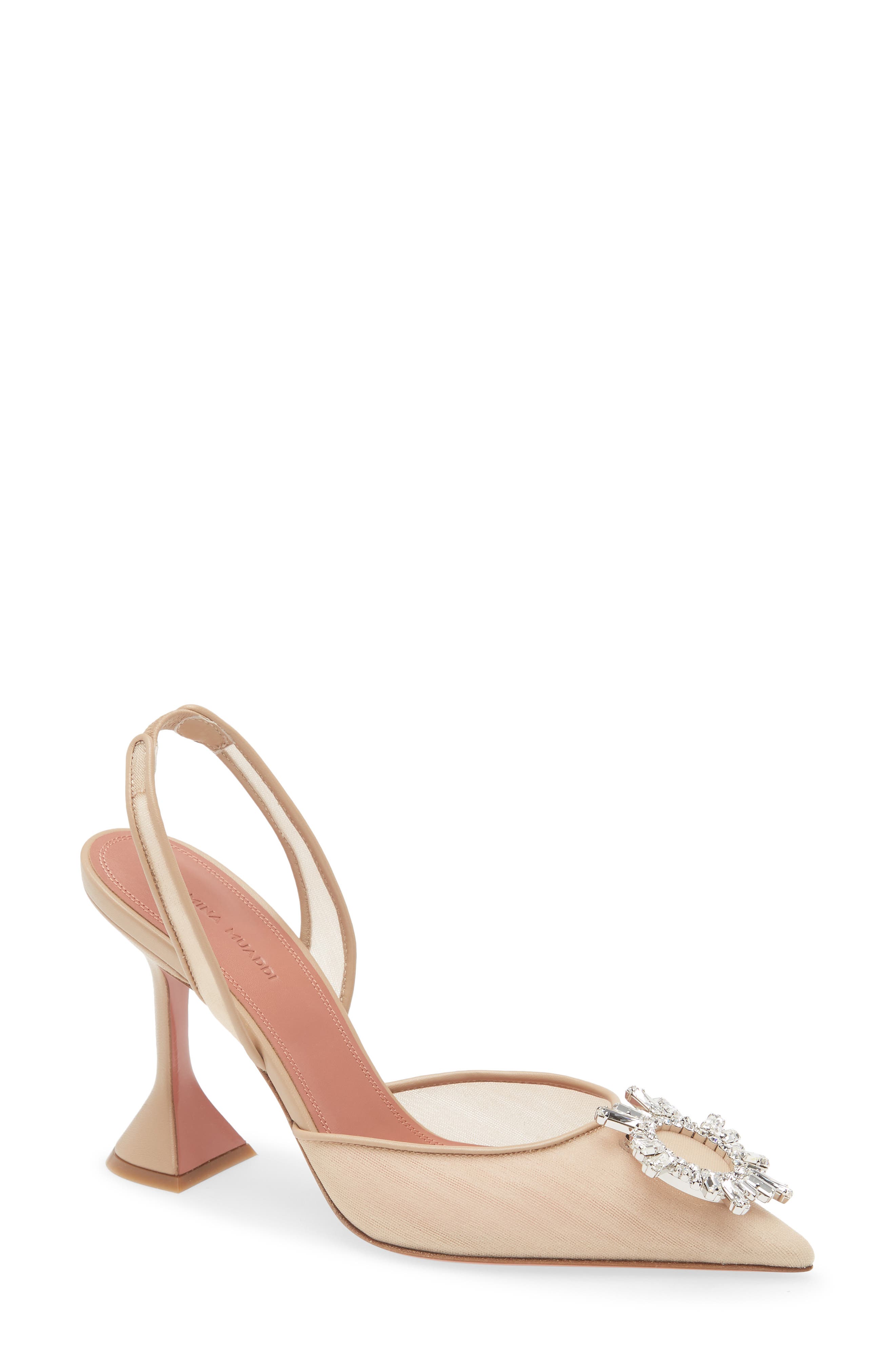 Amina Muaddi Begum Mesh Pointed Toe Slingback Pump, Main, color, 