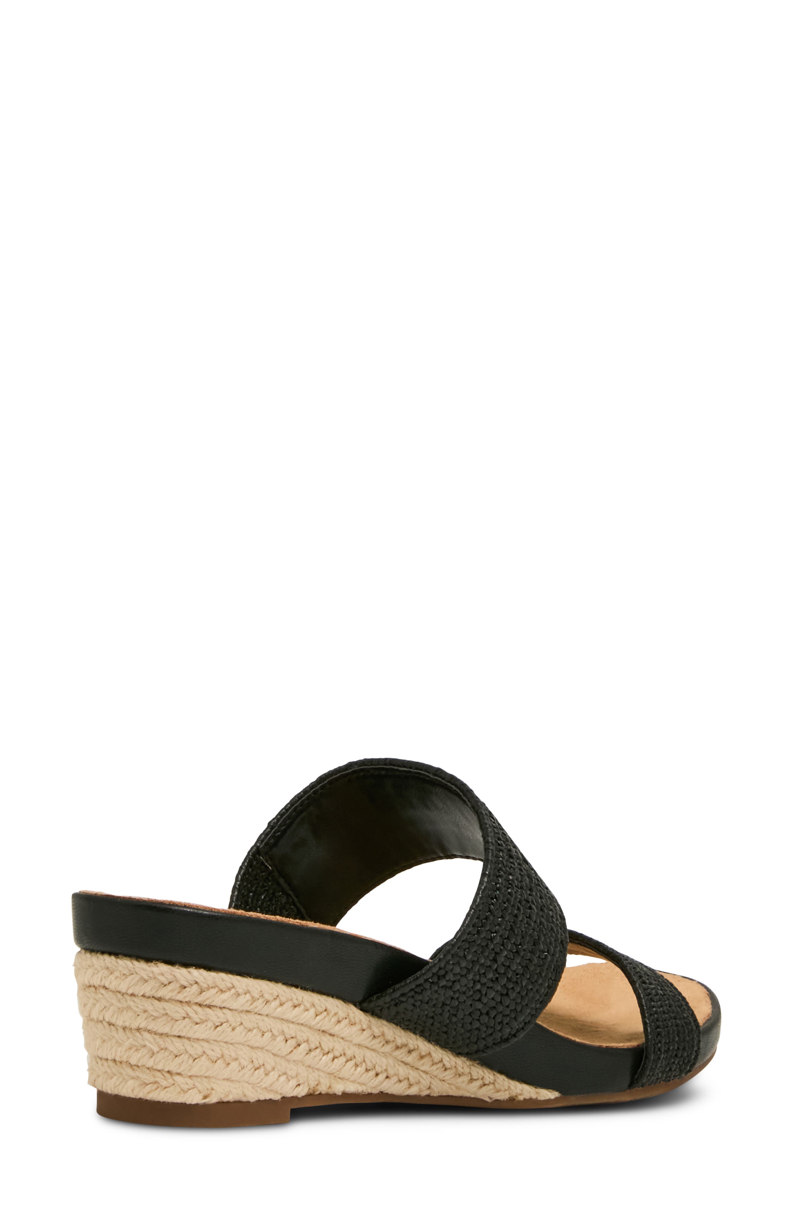 Anne Klein Kapricorn Wedge Sandal, Alternate, color, Black Raffia