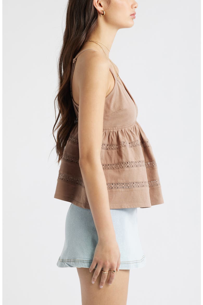 Inset Lace Babydoll Cami, Alternate, color, BROWN FRESCO