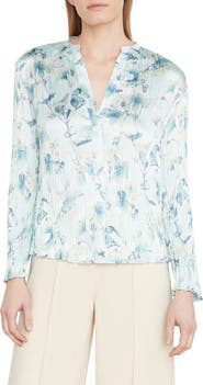 Vince Floral Crushed Satin Blouse