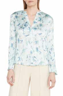 Vince Floral Crushed Satin Blouse