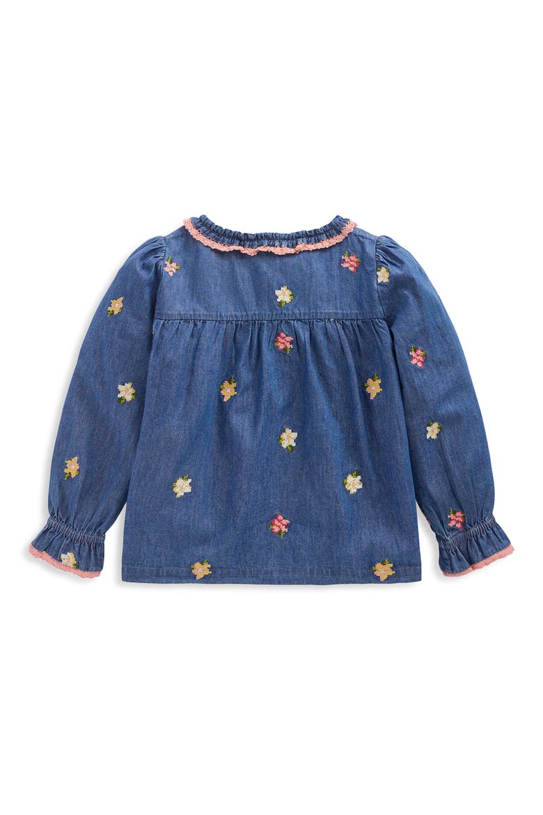 Kids' Embroidered Chambray Frill Shirt, Alternate, color, CHAMBRAY EMBROIDERY