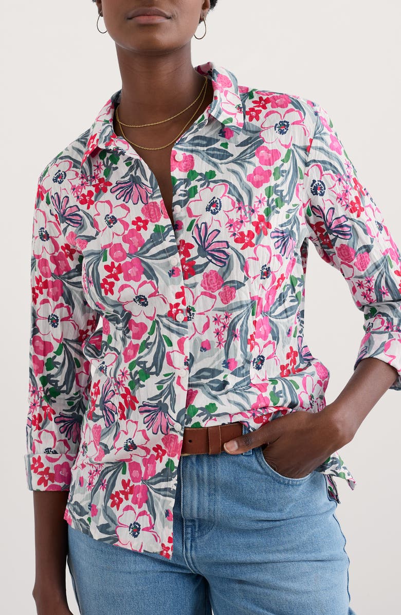 Seasalt Cornwall Larissa Floral Organic Cotton Button-Up Shirt, Main, color, Garden Flowers Tulip