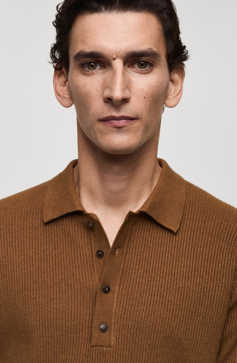 MANGO Rib Polo Sweater, Alternate, color, 