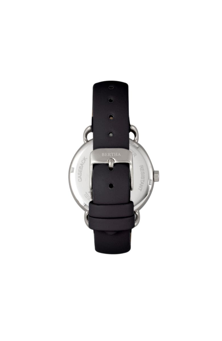 BERTHA Gwen Leather-Band Watch w/Day/Date, Alternate, color, Black