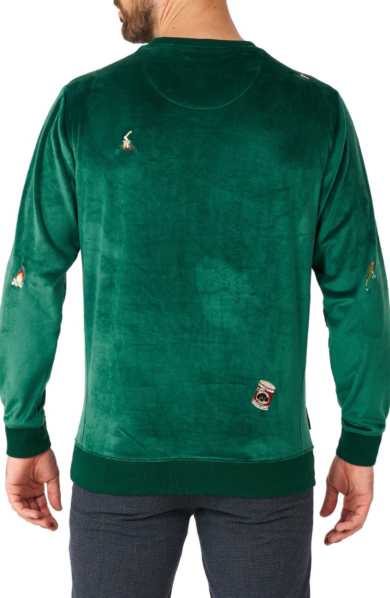 OppoSuits Christmas Icons Embroidered Velour Crewneck Sweatshirt, Alternate, color,