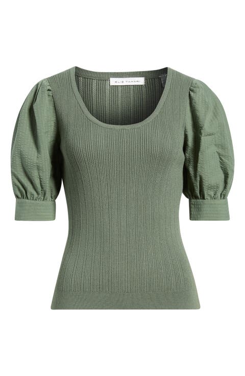 The Kaeta Mixed Media Puff Sleeve Sweater