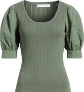 Elie Tahari The Kaeta Mixed Media Puff Sleeve Sweater