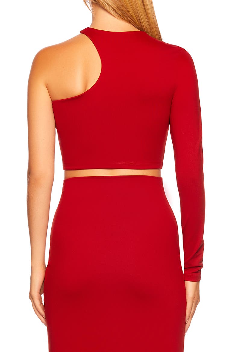 One-Shoulder Cutout Crop Top, Alternate, color, SIREN