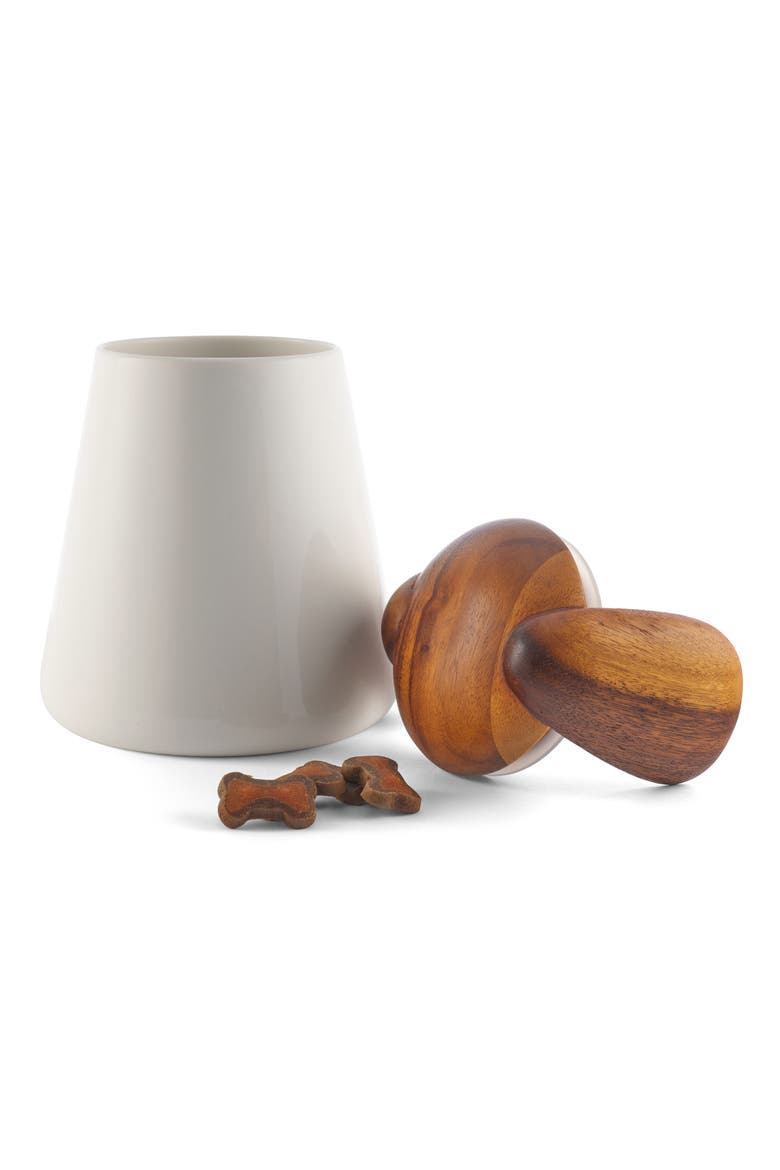 Dog Treat Jar, Alternate, color, PORCELAIN/ ACACIA