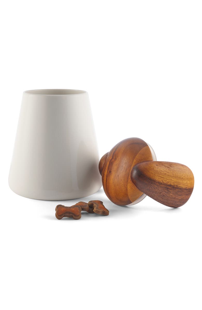 Nambé Dog Treat Jar, Alternate, color, Porcelain/ Acacia