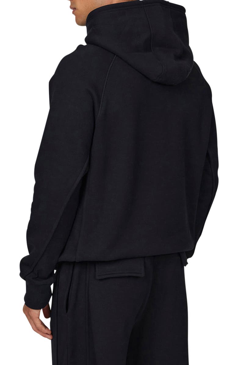 Good For Nothing Ribbed Emblem Pullover Hoodie, Alternate, color, Black