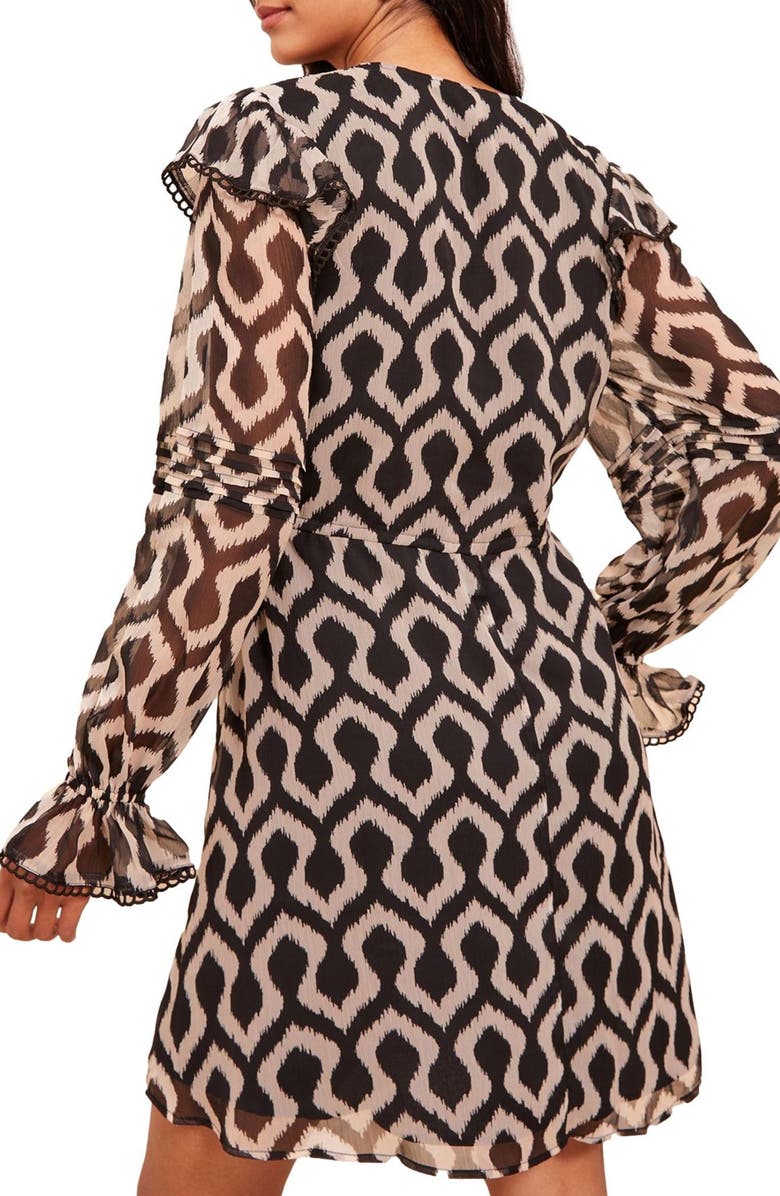 Friends Like These Ruffle Long Sleeve Chiffon Minidress, Alternate, color, Blue