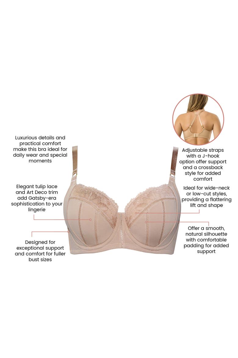 Charlene Padded Balconette Bra, Alternate, color, Warm Sand