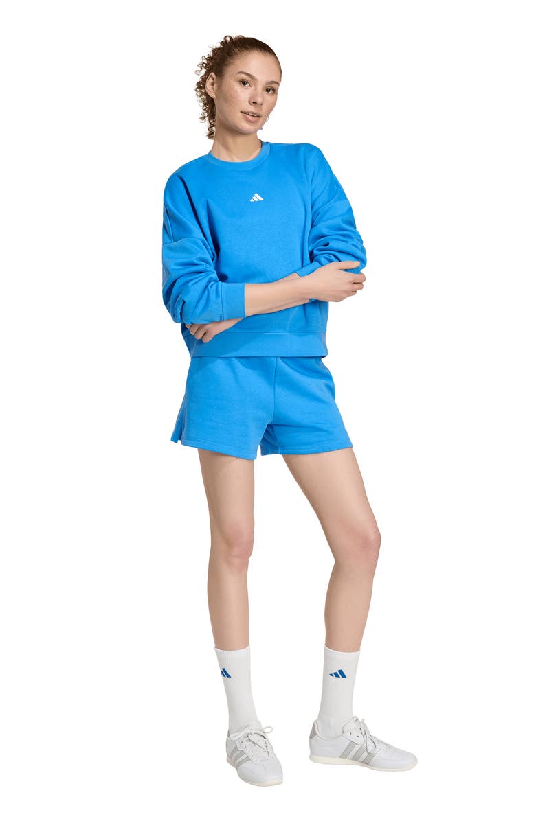 adidas Essentials Small Logo Feel Cozy Sweatshirt, Alternate, color, Ray Blue/ White