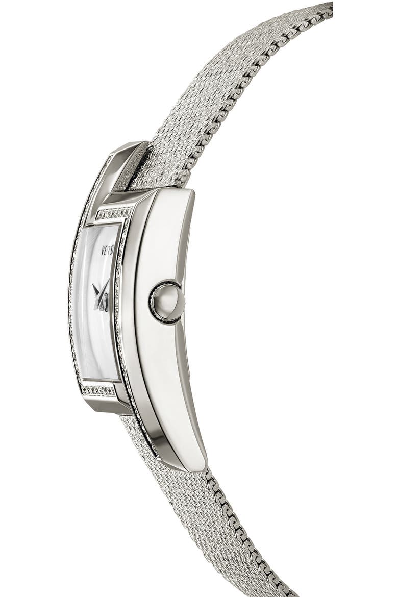 Greca Icon Diamond Bracelet Watch, 39mm x 21mm, Alternate, color, SILVER/ WHITE/ SILVER
