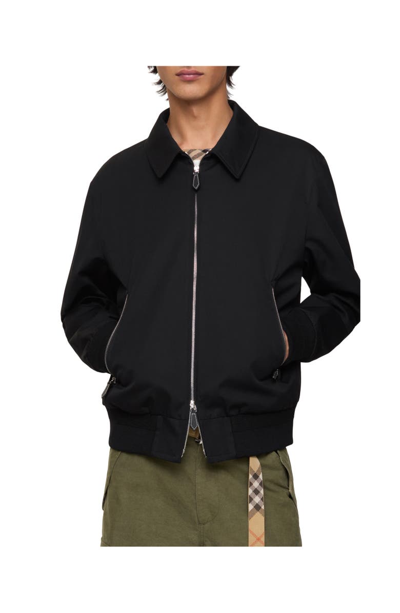 Burberry Gabardine Harrington Jacket, Alternate, color, Black